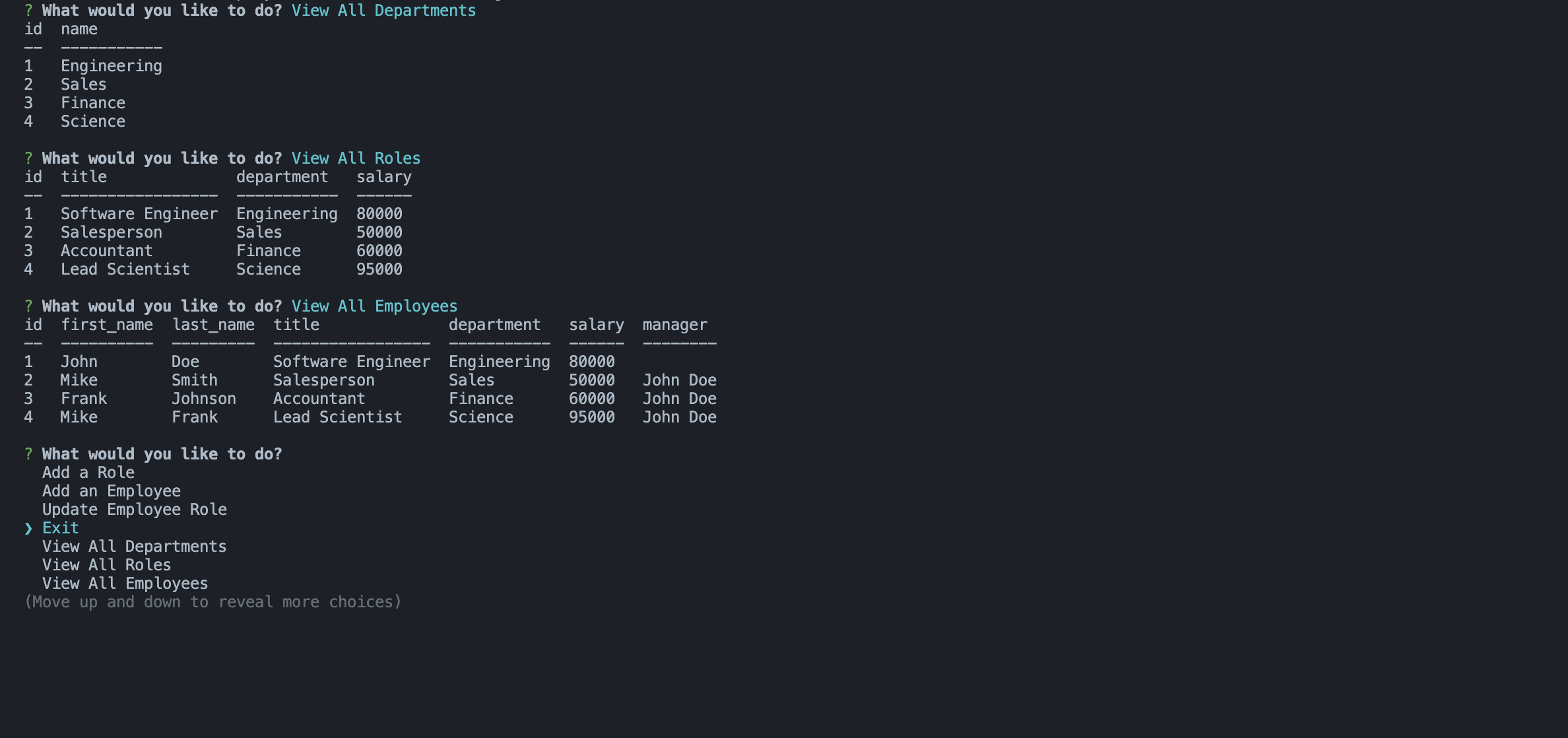 SQL Employee Tracker